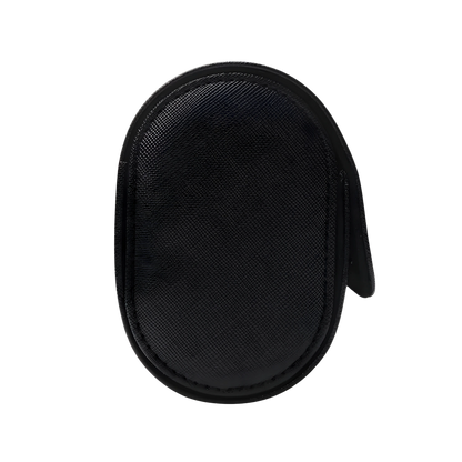 Black car seat cover on a white background